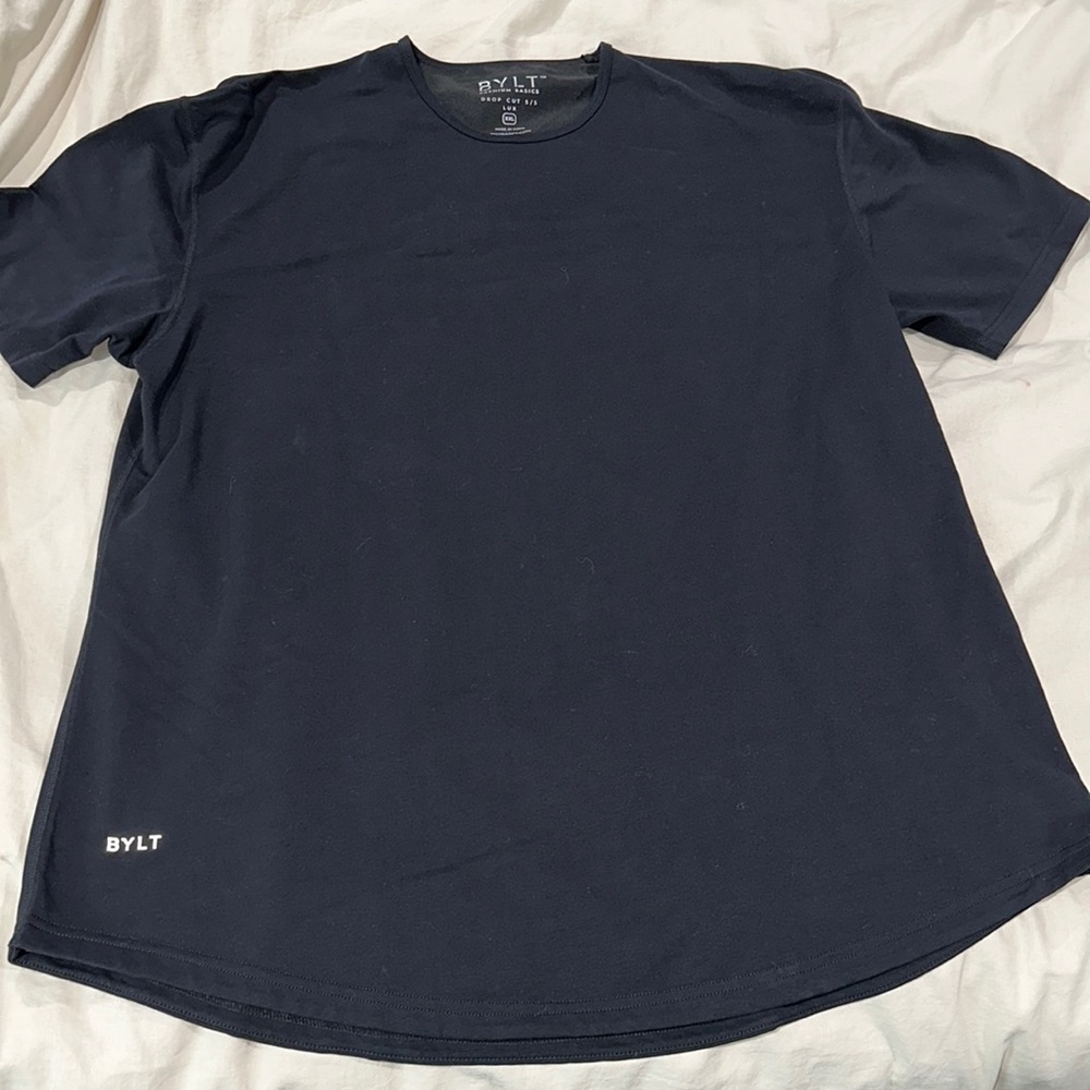 LUX blend black crew neck s/s drop cut t shirt XXL